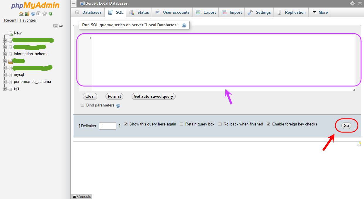 اجرای دستورات (query های) SQL ، با استفاده از phpMyAdmin  موجود در نرم افزار شبیه ساز سرور (Server) نصب شده بر روی کامپیوتر شخصی