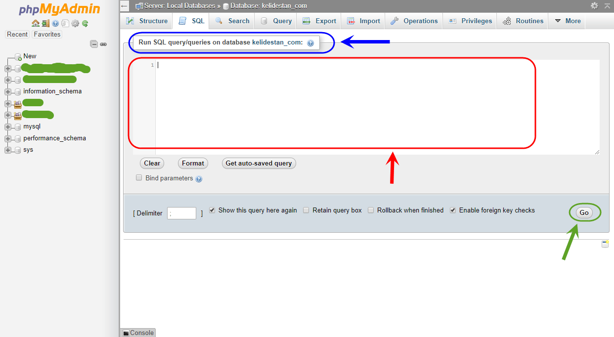 اجرای دستورات (query های) SQL ، با استفاده از phpMyAdmin  موجود در نرم افزار شبیه ساز سرور (Server) نصب شده بر روی کامپیوتر شخصی