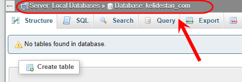 اجرای دستورات (query های) SQL ، با استفاده از phpMyAdmin  موجود در نرم افزار شبیه ساز سرور (Server) نصب شده بر روی کامپیوتر شخصی
