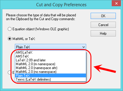 به دست آوردن کد معادل فرمول های ریاضی تایپ شده (کد TeX یا LaTeX یا MathML یا ...)، در MathType