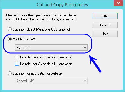 به دست آوردن کد معادل فرمول های ریاضی تایپ شده (کد TeX یا LaTeX یا MathML یا ...)، در MathType