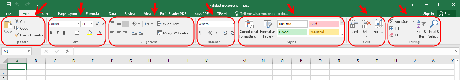 آشنایی با محیط اصلی نرم افزار Microsoft Excel (نسخه 2016)