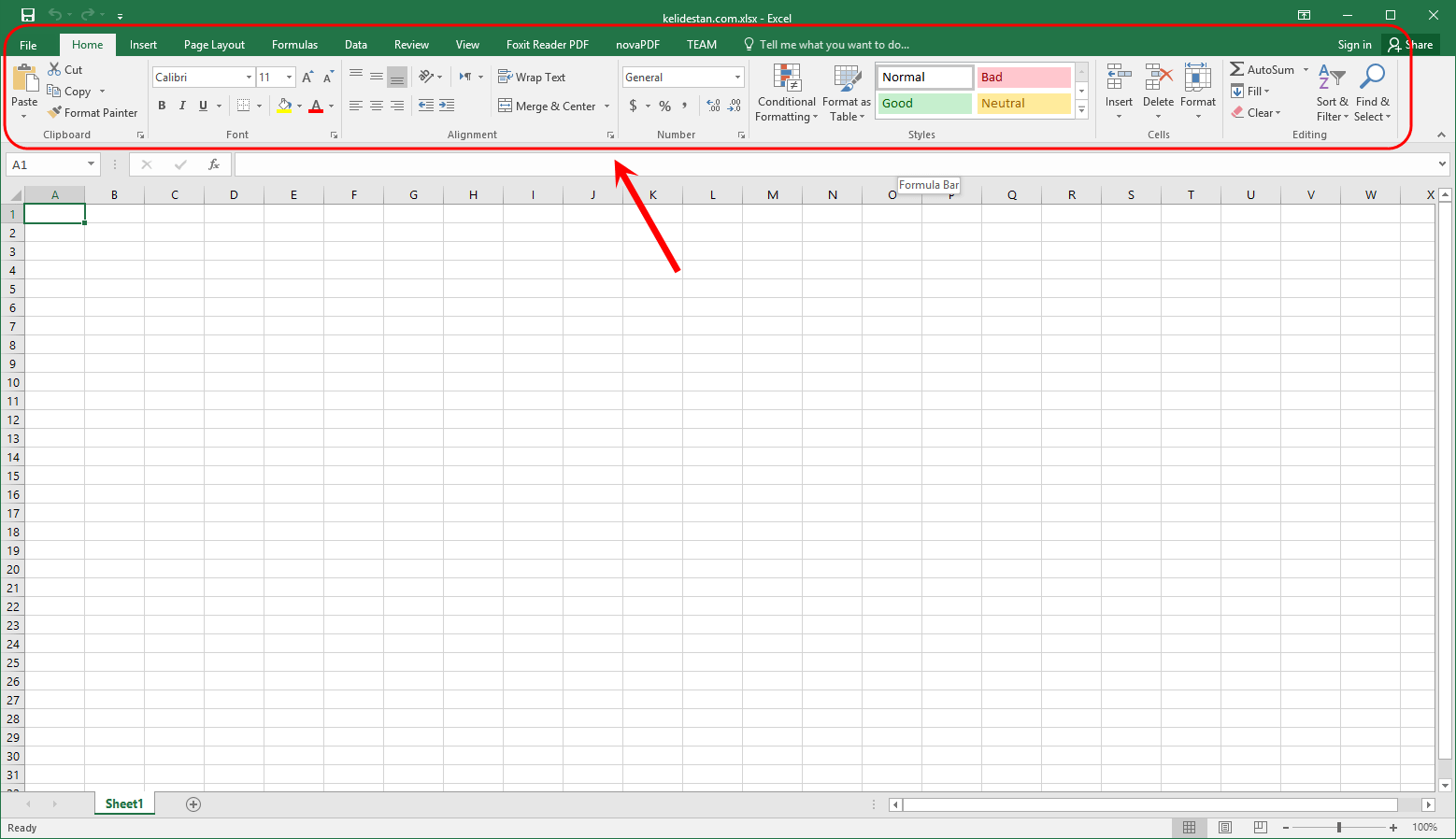 آشنایی با محیط اصلی نرم افزار Microsoft Excel (نسخه 2016)