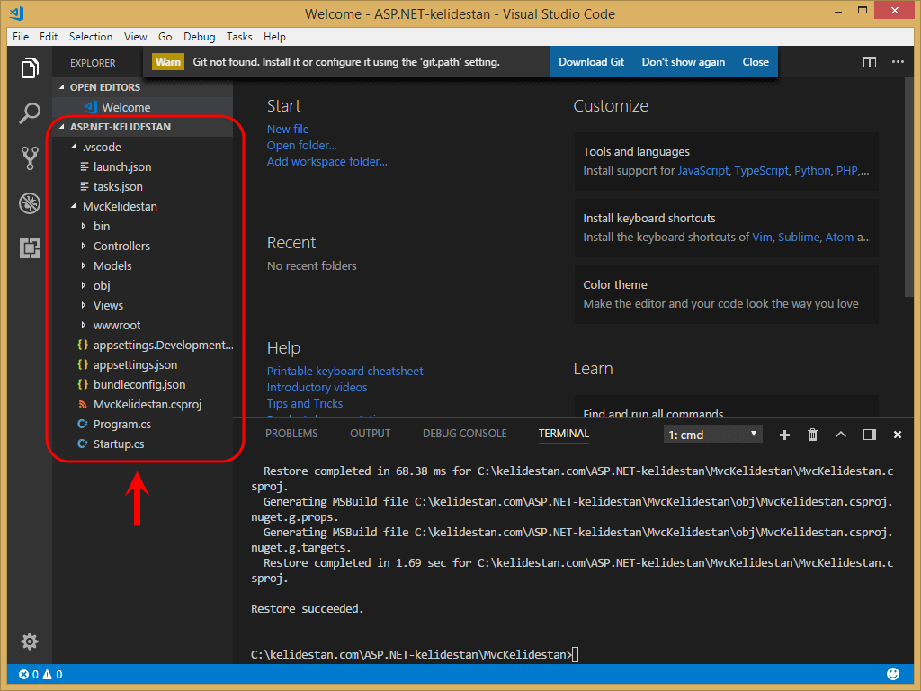 ساخت یک پروژه ASP.NET Core MVC جدید (یک اپلیکیشن وب - Web App) در Visual Studio Code و اجرای آن و مشاهده وب سایت (اپلیکیشن وب - Web App)