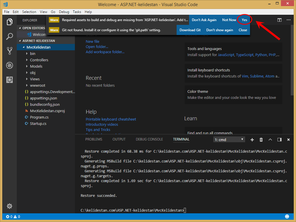 ساخت یک پروژه ASP.NET Core MVC جدید (یک اپلیکیشن وب - Web App) در Visual Studio Code و اجرای آن و مشاهده وب سایت (اپلیکیشن وب - Web App)