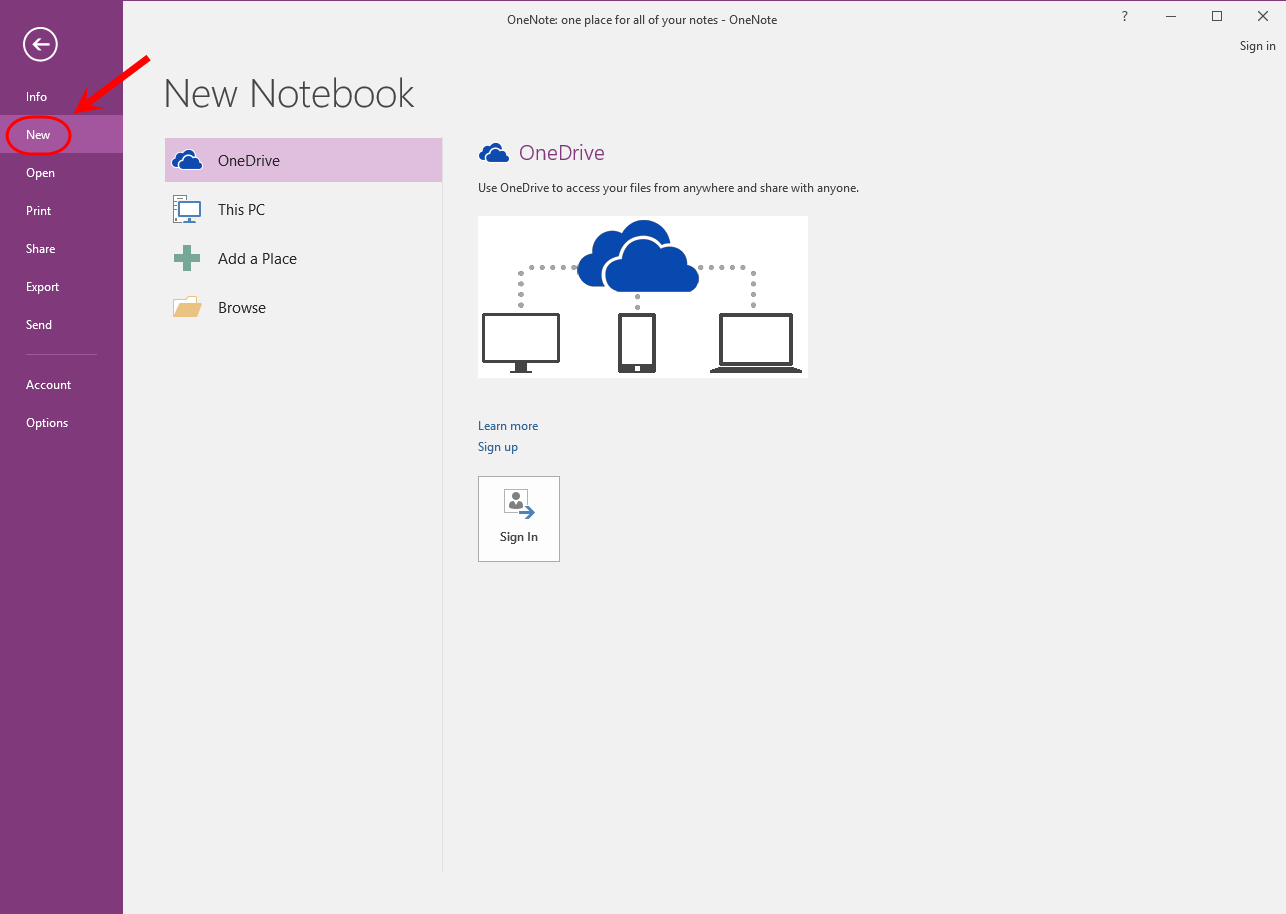 ساخت یک دفترچه یادداشت (Notebook) جدید و ایجاد تعدادی بخش (Section) و صفحه (Page) برای آن، در Microsoft OneNote (نسخه 2016)