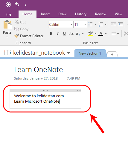 ساخت یک دفترچه یادداشت (Notebook) جدید و ایجاد تعدادی بخش (Section) و صفحه (Page) برای آن، در Microsoft OneNote (نسخه 2016)