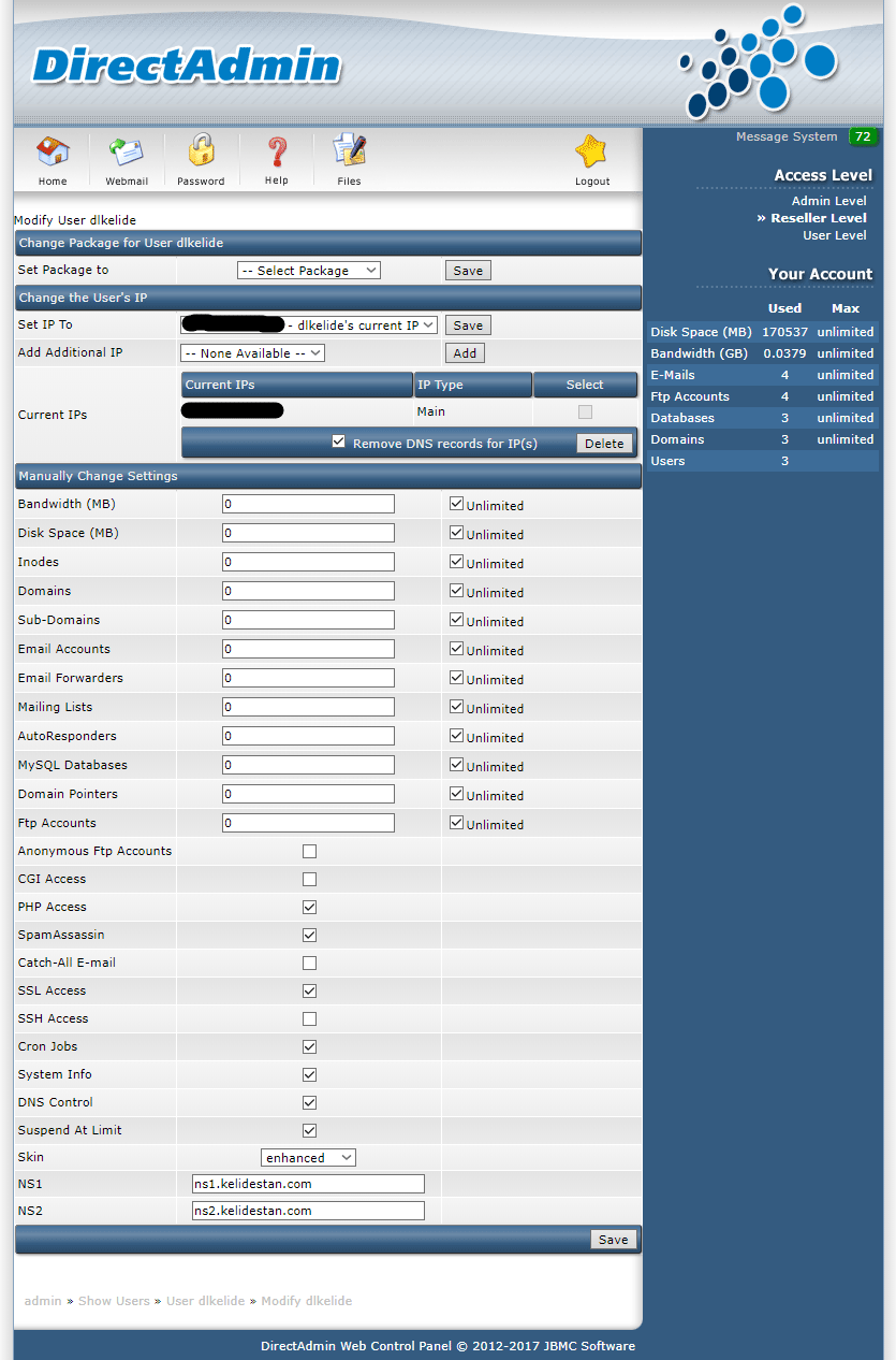 دادن اجازه ارتباط با سرور (Server) لینوکس (Linux) از طریق SSH ، به یک کاربر (User)، در کنترل پنل DirectAdmin (با دسترسی admin)