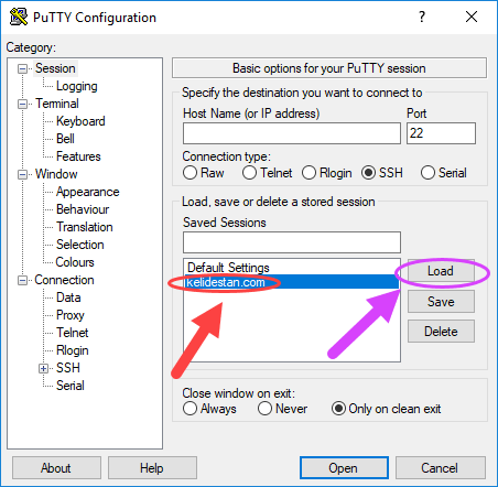 کار با نرم افزار PuTTY برای ارتباط با سرور (Server) لینوکس (Linux)، از طریق SSH