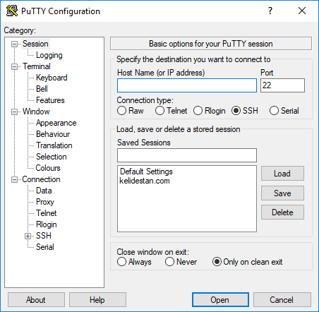 کار با نرم افزار PuTTY برای ارتباط با سرور (Server) لینوکس (Linux)، از طریق SSH