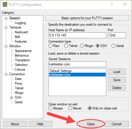 کار با نرم افزار PuTTY برای ارتباط با سرور (Server) لینوکس (Linux)، از طریق SSH