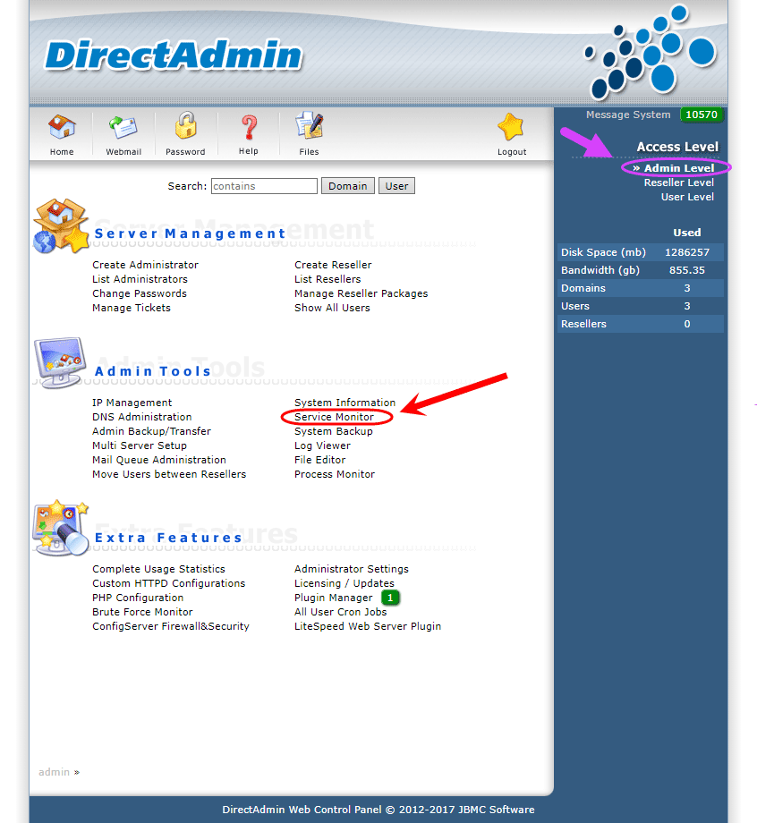 راه اندازی مجدد (Reboot کردن) (Restart کردن) سرور (Server)، در کنترل پنل DirectAdmin (با دسترسی admin)