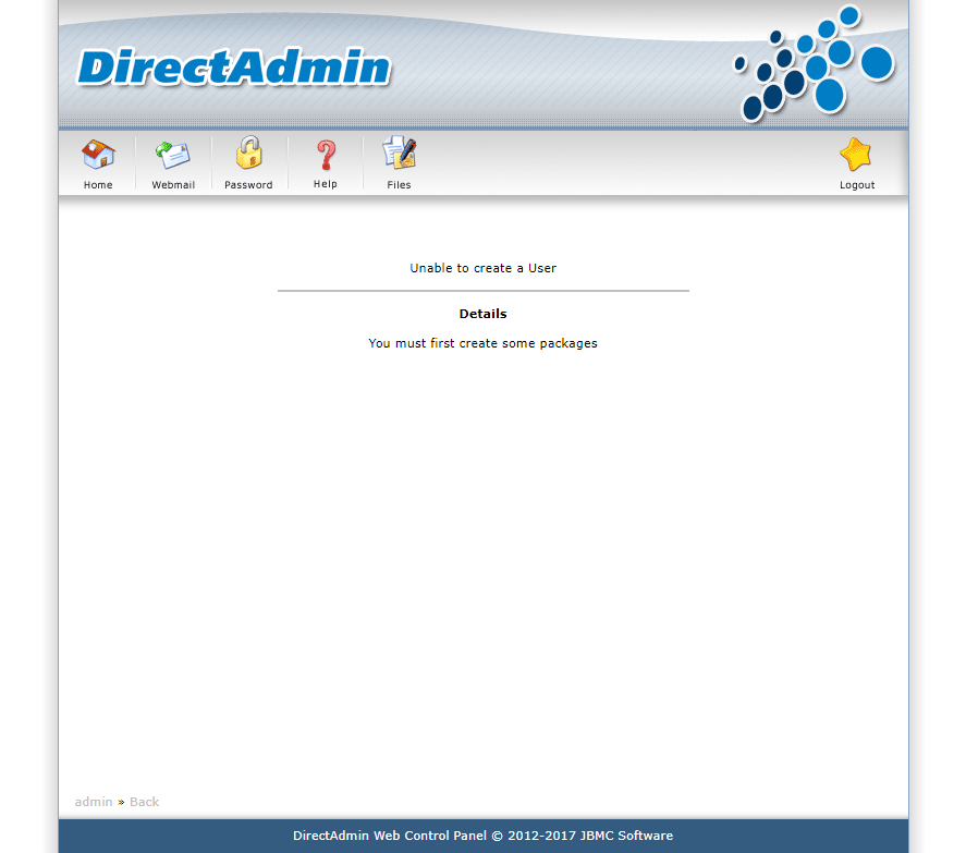 ساخت یک کاربر (User) جدید، در کنترل پنل DirectAdmin (با دسترسی admin)