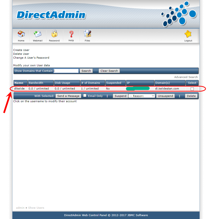 ساخت یک کاربر (User) جدید، در کنترل پنل DirectAdmin (با دسترسی admin)