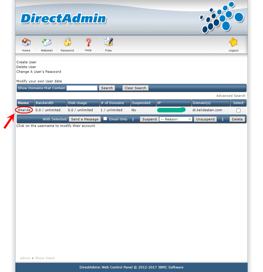 ساخت یک کاربر (User) جدید، در کنترل پنل DirectAdmin (با دسترسی admin)