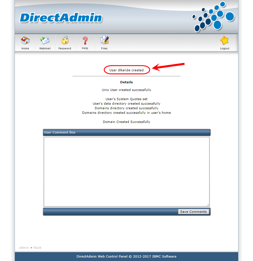 ساخت یک کاربر (User) جدید، در کنترل پنل DirectAdmin (با دسترسی admin)