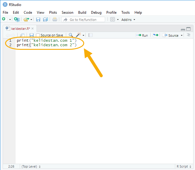 ساخت یک Script جدید برای نوشتن چندین خط کد و ذخیره آنها به صورت یک فایل R و سپس اجرای آنها، در نرم افزار RStudio (نسخه 1.2.5019 Desktop)، در زبان برنامه نویسی R
