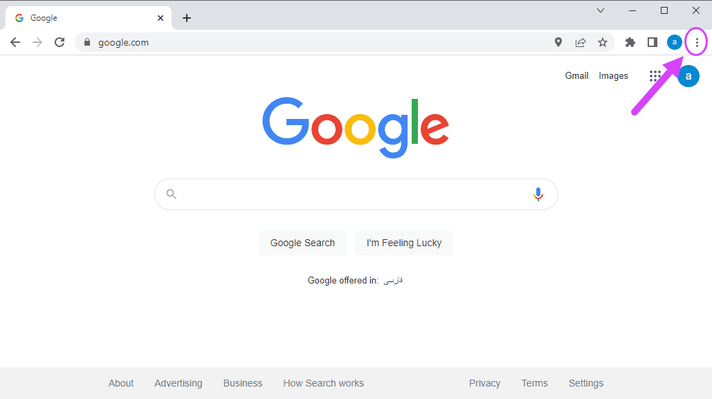 باز کردن کنسول (Console)، در مرورگر اینترنت Google Chrome ، در JavaScript