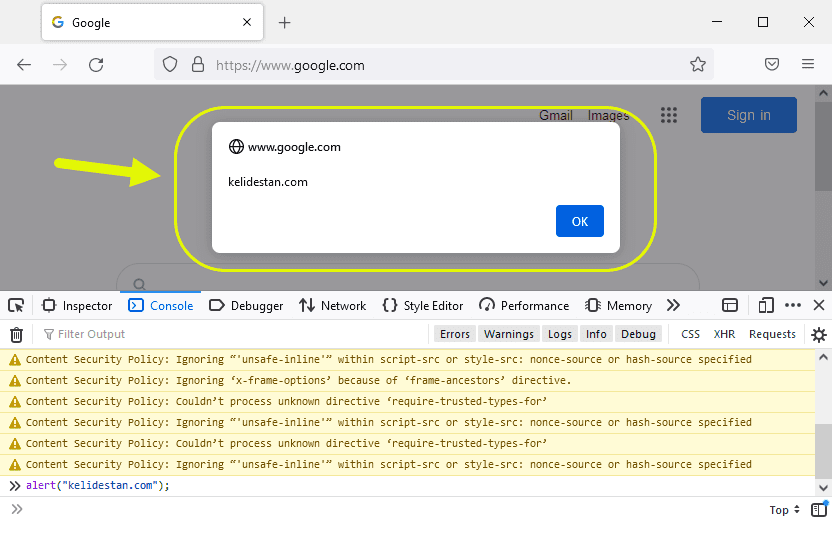 باز کردن کنسول (Console)، در مرورگر اینترنت Firefox ، در JavaScript