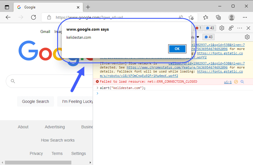 باز کردن کنسول (Console)، در مرورگر اینترنت Microsoft Edge ، در JavaScript