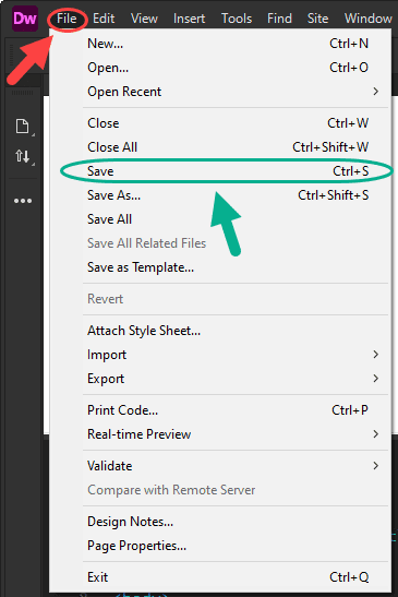 ساخت یک فایل (File) جدید، در Adobe Dreamweaver (نسخه 2021)