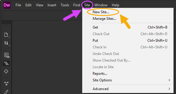 ساخت یک وب سایت (Site) جدید، در Adobe Dreamweaver (نسخه 2021)