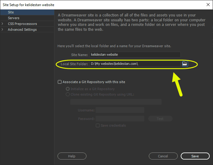 ساخت یک وب سایت (Site) جدید، در Adobe Dreamweaver (نسخه 2021)