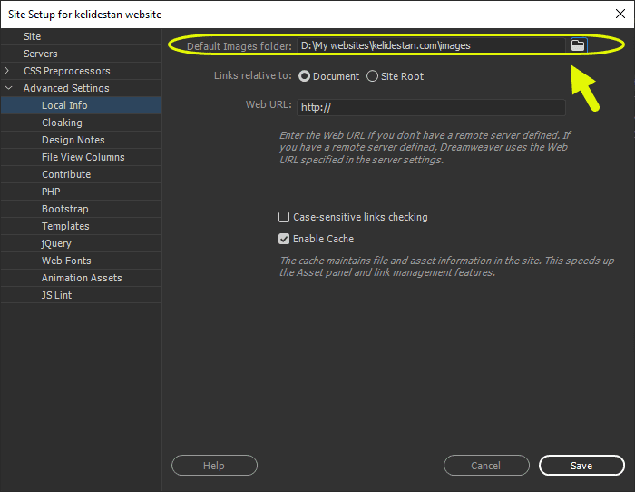 ساخت یک وب سایت (Site) جدید، در Adobe Dreamweaver (نسخه 2021)