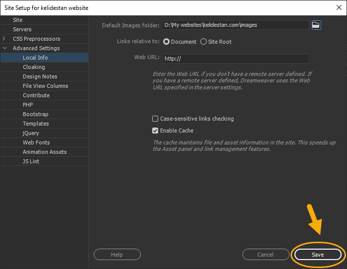 ساخت یک وب سایت (Site) جدید، در Adobe Dreamweaver (نسخه 2021)