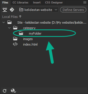 ساخت یک پوشه (Folder) جدید، با کلیک سمت راست و گزینه New Folder ، در پنجره Files ، در Adobe Dreamweaver (نسخه 2021)