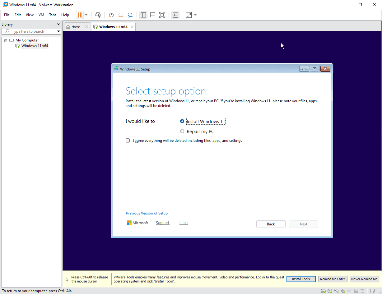 ساخت یک ماشین مجازی (Virtual Machine) و نصب ویندوز 11 بر روی آن، در نرم افزار VMware Workstation