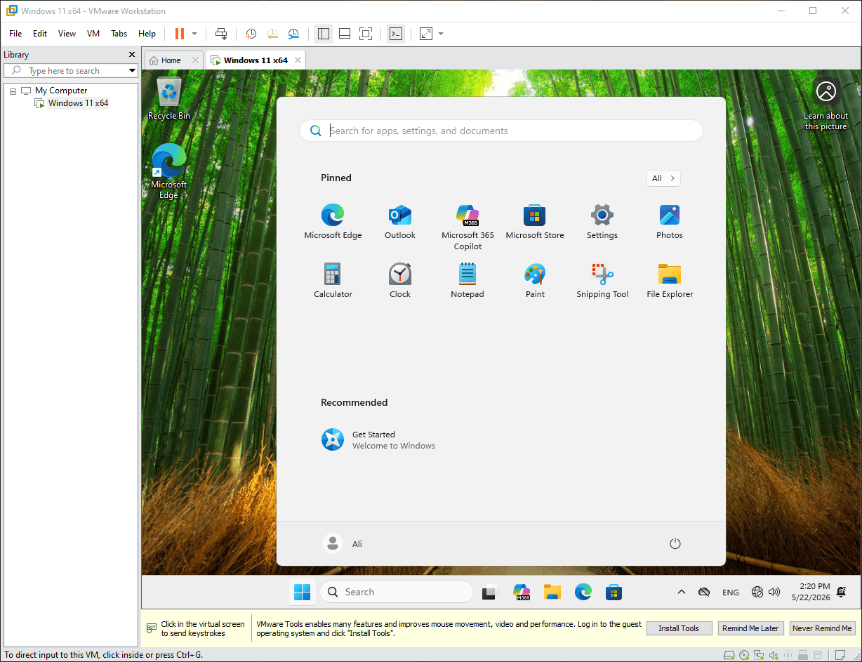 ساخت یک ماشین مجازی (Virtual Machine) و نصب ویندوز 11 بر روی آن، در نرم افزار VMware Workstation