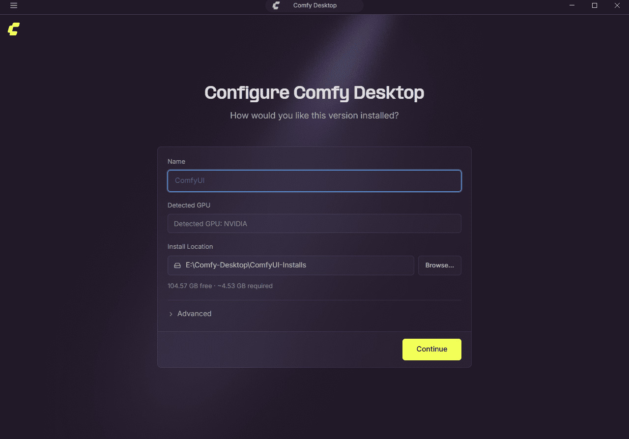 نصب نرم افزار ComfyUI (نسخه Comfy Desktop)