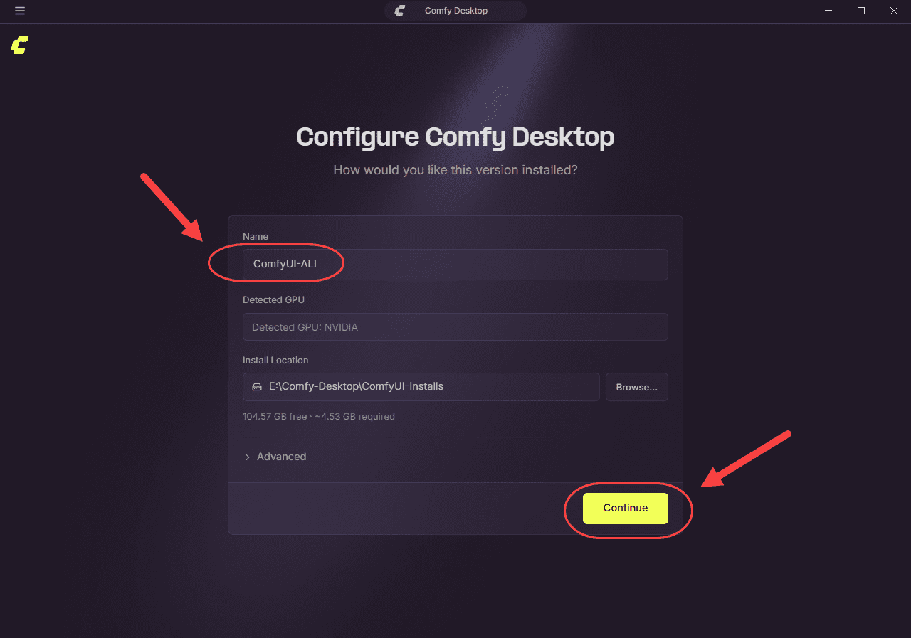 نصب نرم افزار ComfyUI (نسخه Comfy Desktop)