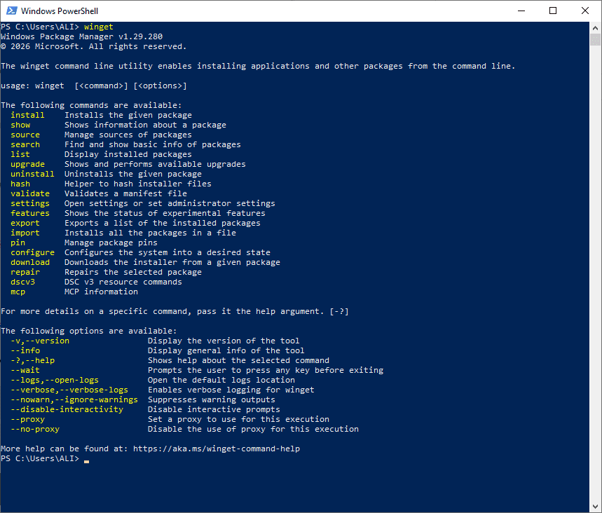 برطرف کردن مشکل ناشناخته بودن دستور winget ، در خط فرمان ویندوز (Windows Command Prompt)