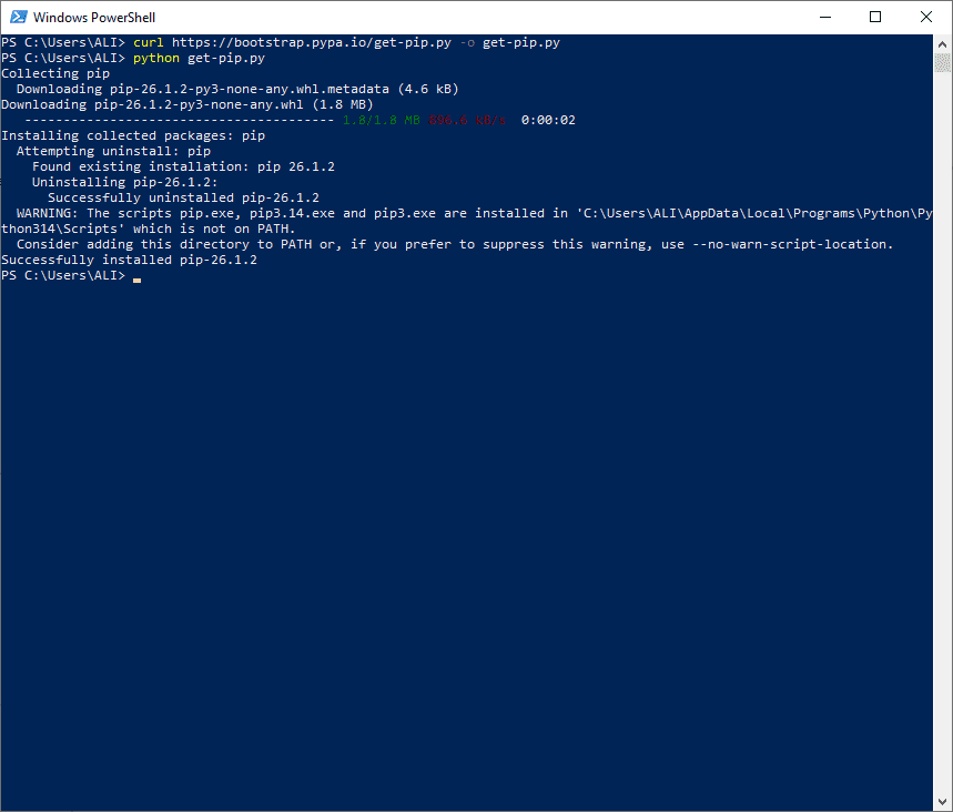 برطرف کردن مشکل ناشناخته بودن دستور pip ، در خط فرمان ویندوز (Windows Command Prompt)