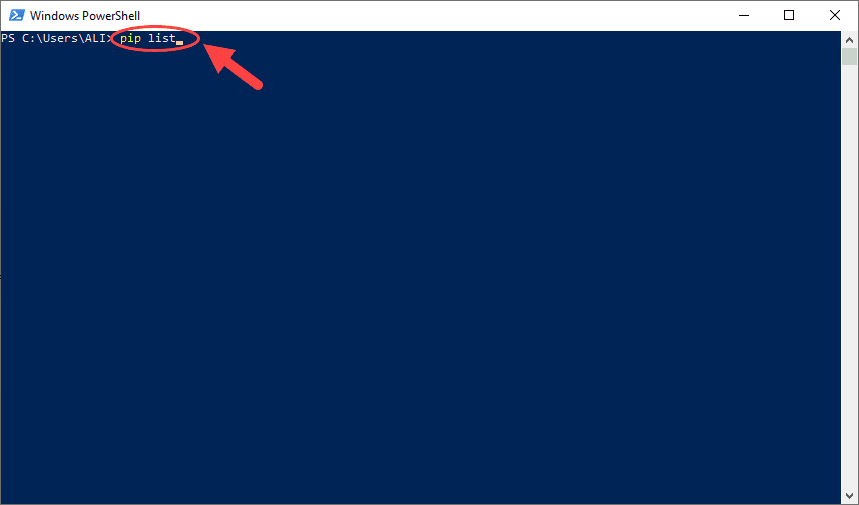 نمایش فهرست کتابخانه های (پکیج های) پایتون (Python) نصب شده، با دستور pip ، با عبارت pip list ، در خط فرمان ویندوز، در پایتون (Python)