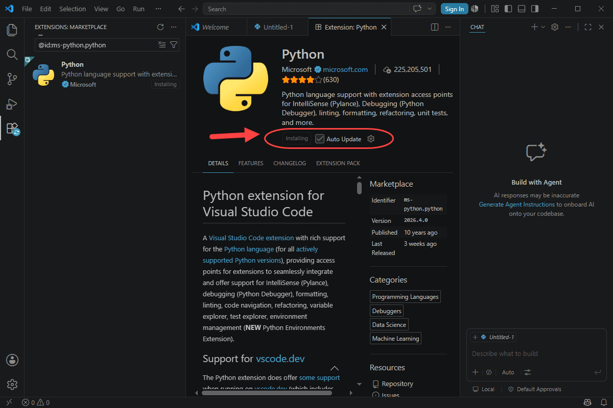 اجرای کد پایتون (Python)، در Visual Studio Code