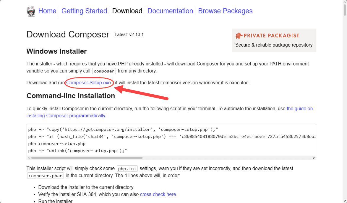 نصب Composer ، در PHP
