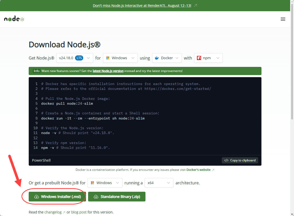نصب Node.js ، بر روی ویندوز