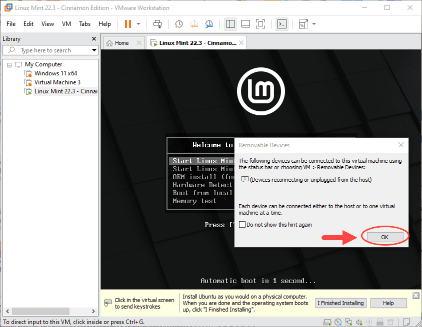 ساخت یک ماشین مجازی (Virtual Machine) و نصب لینوکس (نسخه Linux Mint 22.3 - Cinnamon Edition) بر روی آن، در نرم افزار VMware Workstation