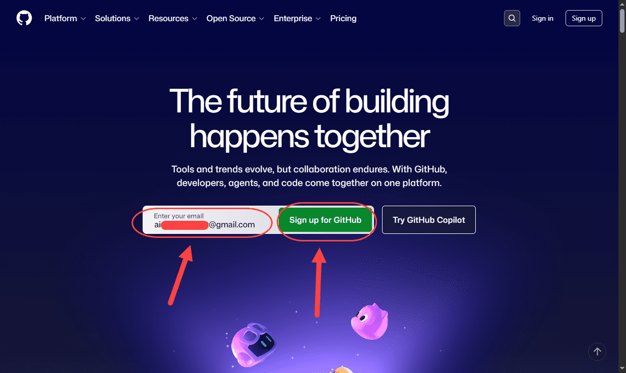 ثبت نام در سایت github.com ، در GitHub