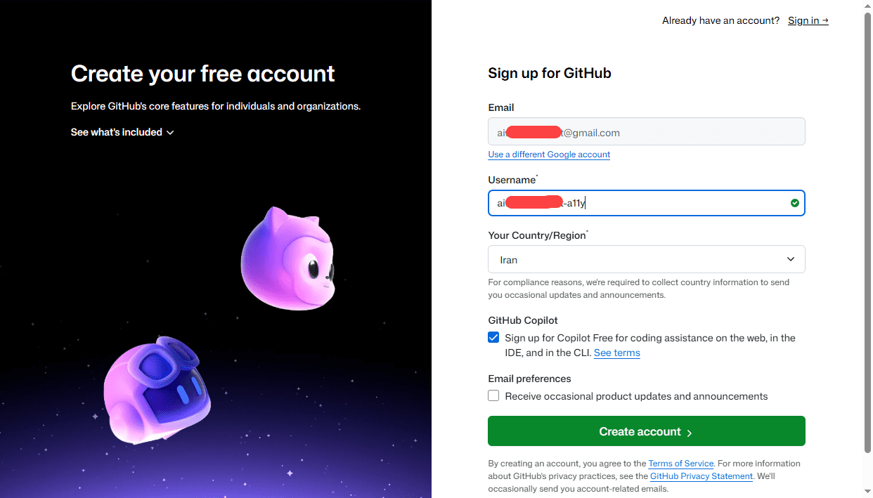 ثبت نام در سایت github.com ، در GitHub