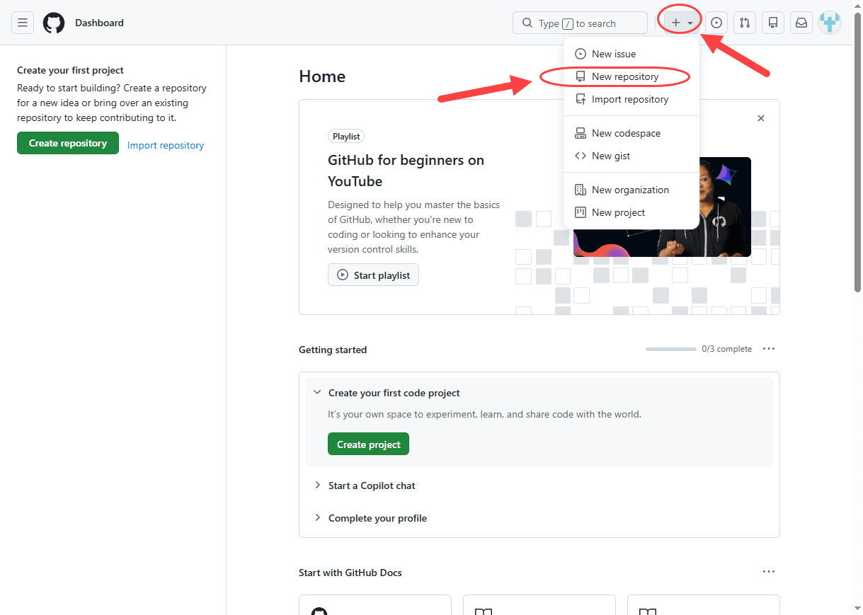 ساخت یک مخزن (Repository) کاملا خالی (بدون هیچ فایلی)، در GitHub