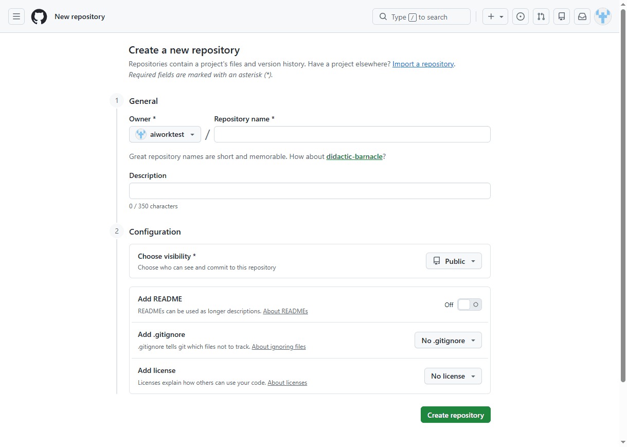 ساخت یک مخزن (Repository) کاملا خالی (بدون هیچ فایلی)، در GitHub