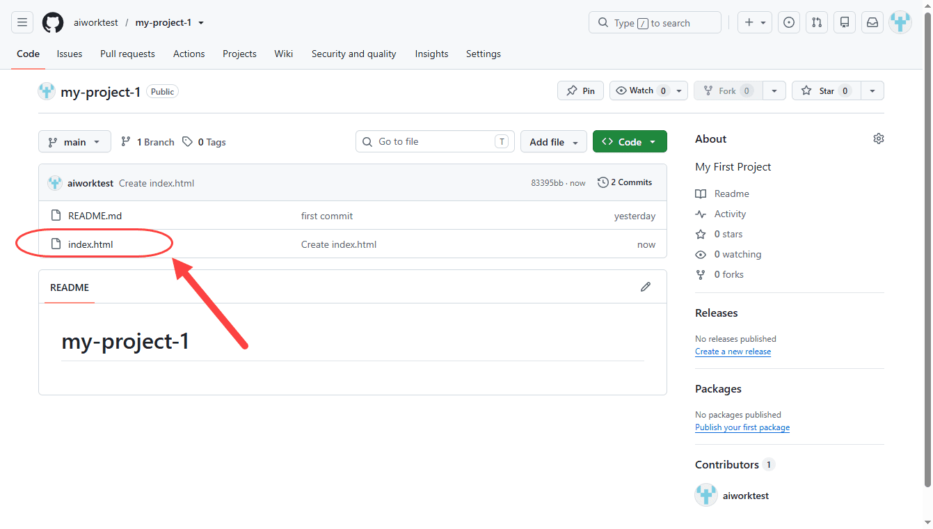 ساخت یک فایل جدید در مخزن (Repository) درون GitHub و ایجاد یک کامیت (Commit)، در وب سایت github.com ، در GitHub
