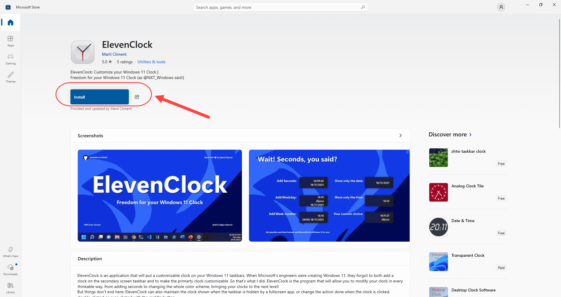 نرم افزار ElevenClock ، برای نمایش ساعت و تاریخ با ظاهر و ویژگی های دلخواه، در موقعیتی دلخواه از صفحه ویندوز (جدا از ساعت اصلی ویندوز)